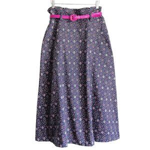 PHIDIAS Tiny Geometric Diamond Print High Paperbag Waist Midi A Line Skirt Sz 12